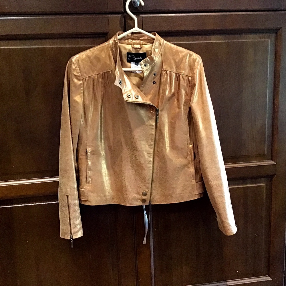 Leather jacket : gold colour